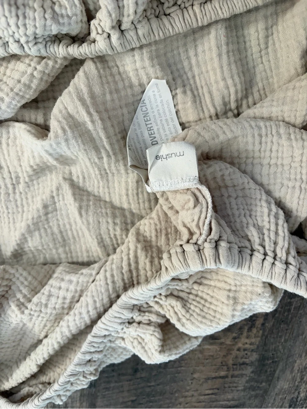 Neutral Beige Floral Quilted crib blanket with matching crib sheet mushie